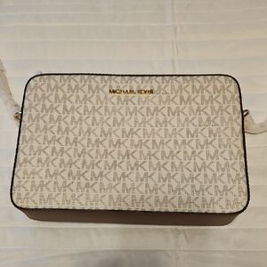 Michael Kors Cream and Brown Crossbody Bag
